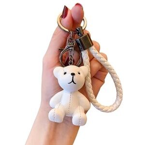 Large White Bear With White Wrist Strap Bag Charm/Keychain New in Packaging
